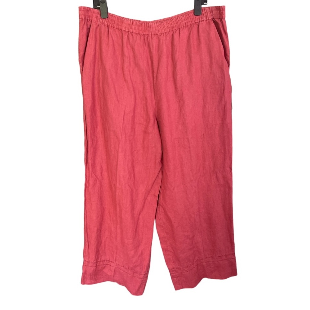 Neiman Marcus Red‎ 100% Linen Wide Leg Elastic Waist Pants